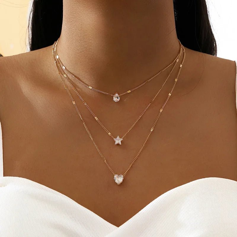Trendy Zircon Pendant Necklace For Women Multilayer Chain Choker Fashion Female Party Shiny Jewelry Gift - TheGlamTrend200001034:36118011Trendy Zircon Pendant Necklace For Women Multilayer Chain Choker Fashion Female Party Shiny Jewelry Gift