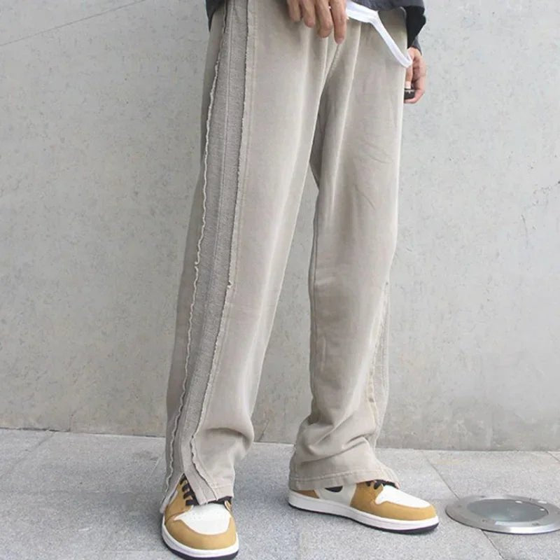 Trousers For Men Black Straight Casual Pants Man Loose Slit Baggy Fashion Y2k Stylish Hot Summer Harajuku Trend Korean Style - TheGlamTrend14:193;5:361386blackMTrousers For Men Black Straight Casual Pants Man Loose Slit Baggy Fashion Y2k Stylish Hot Summer Harajuku Trend Korean Style