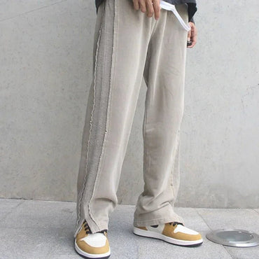 Trousers For Men Black Straight Casual Pants Man Loose Slit Baggy Fashion Y2k Stylish Hot Summer Harajuku Trend Korean Style - TheGlamTrend14:193;5:361386blackMTrousers For Men Black Straight Casual Pants Man Loose Slit Baggy Fashion Y2k Stylish Hot Summer Harajuku Trend Korean Style