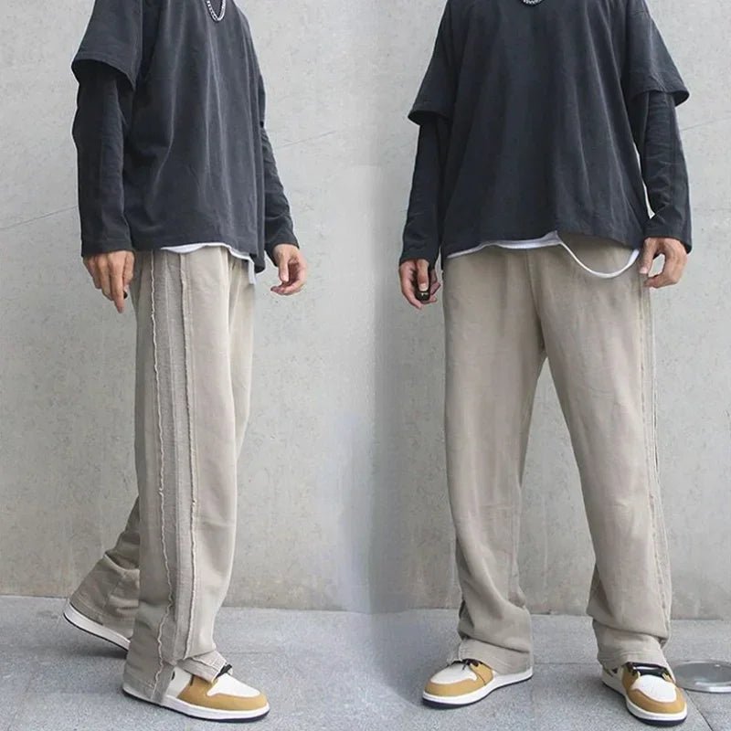 Trousers For Men Black Straight Casual Pants Man Loose Slit Baggy Fashion Y2k Stylish Hot Summer Harajuku Trend Korean Style - TheGlamTrend14:193;5:361386blackMTrousers For Men Black Straight Casual Pants Man Loose Slit Baggy Fashion Y2k Stylish Hot Summer Harajuku Trend Korean Style