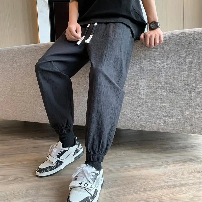 Trousers For Men Black Summer Linen Cropped Thin Casual Pants Man Cotton Slacks Luxury Cheap Korean Style Trend Vintage New In - TheGlamTrend14:193Khaki Pants;5:200000991Khaki Pants5XLTrousers For Men Black Summer Linen Cropped Thin Casual Pants Man Cotton Slacks Luxury Cheap Korean Style Trend Vintage New In