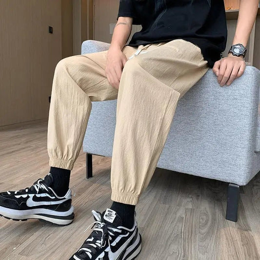 Trousers For Men Black Summer Linen Cropped Thin Casual Pants Man Cotton Slacks Luxury Cheap Korean Style Trend Vintage New In - TheGlamTrend14:193Khaki Pants;5:200000991Khaki Pants5XLTrousers For Men Black Summer Linen Cropped Thin Casual Pants Man Cotton Slacks Luxury Cheap Korean Style Trend Vintage New In