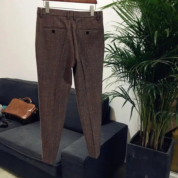 Trousers for Men Gray Herringbone Men's Trousers Retro Autumn Wool Tweed Pants Men's Clothing Plus Size for Gentleman Trousers - TheGlamTrend14:173grey Herringbone;5:100010481grey Herringbone34Trousers for Men Gray Herringbone Men's Trousers Retro Autumn Wool Tweed Pants Men's Clothing Plus Size for Gentleman Trousers