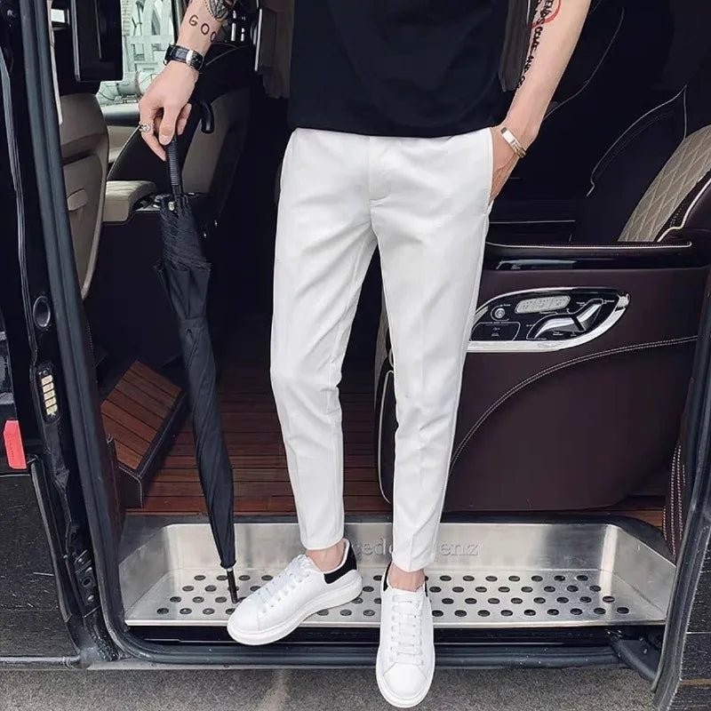 Trousers for Men's Summer Cropped Pants High - end Suit Pants for Men's Slim Straight White Casual Casual Free Ironing Trousers - TheGlamTrend14:200004890;5:4183Dark GreyXXXLTrousers for Men's Summer Cropped Pants High - end Suit Pants for Men's Slim Straight White Casual Casual Free Ironing Trousers