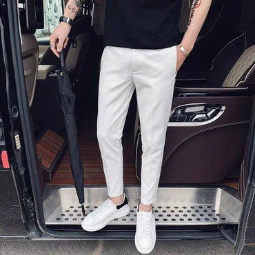 Trousers for Men's Summer Cropped Pants High - end Suit Pants for Men's Slim Straight White Casual Casual Free Ironing Trousers - TheGlamTrend14:200004890;5:4183Dark GreyXXXLTrousers for Men's Summer Cropped Pants High - end Suit Pants for Men's Slim Straight White Casual Casual Free Ironing Trousers