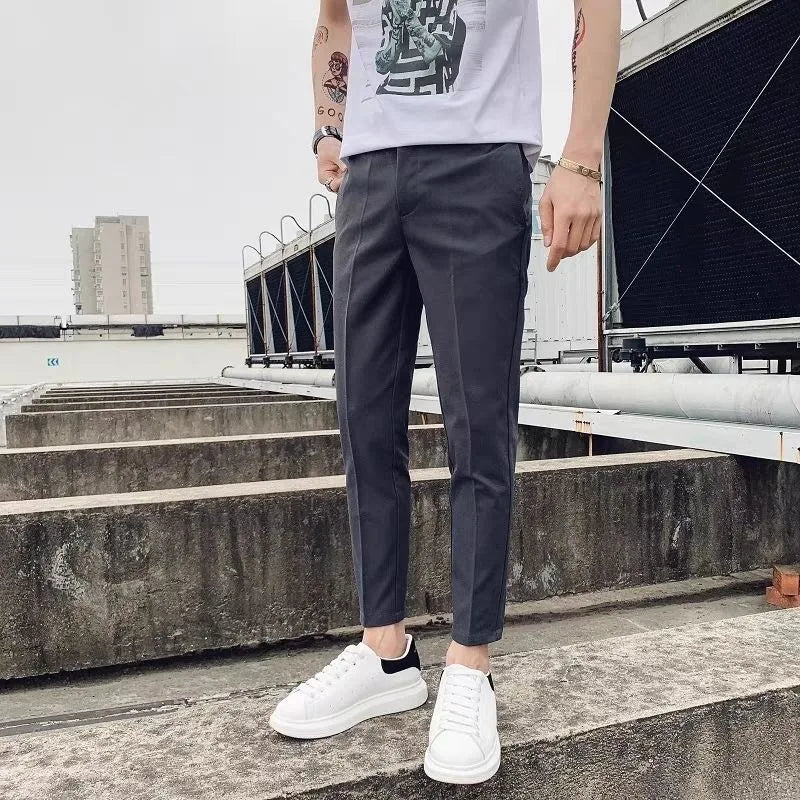 Trousers for Men's Summer Cropped Pants High - end Suit Pants for Men's Slim Straight White Casual Casual Free Ironing Trousers - TheGlamTrend14:200004890;5:4183Dark GreyXXXLTrousers for Men's Summer Cropped Pants High - end Suit Pants for Men's Slim Straight White Casual Casual Free Ironing Trousers