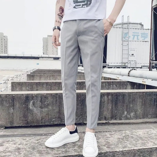 Trousers for Men's Summer Cropped Pants High - end Suit Pants for Men's Slim Straight White Casual Casual Free Ironing Trousers - TheGlamTrend14:691;5:4183GRAYXXXLTrousers for Men's Summer Cropped Pants High - end Suit Pants for Men's Slim Straight White Casual Casual Free Ironing Trousers