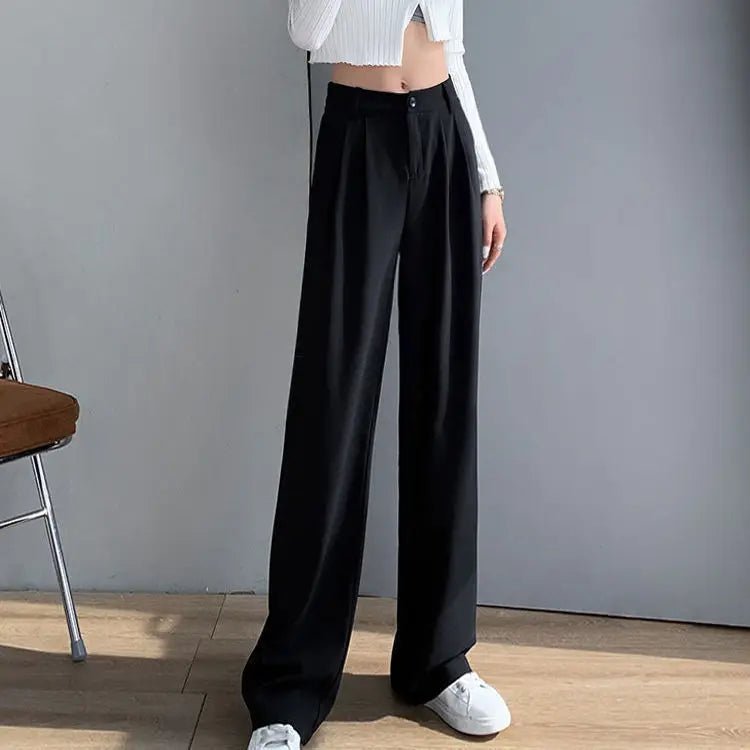 Trousers for Women Summer Women's Suit Pants 2024 White High Waist Fluid Korean Style Wide Leg Palazzo Straight Fashion Casual - TheGlamTrend14:193Black Trousers;5:1000140642XLBlack Trousers2XLTrousers for Women Summer Women's Suit Pants 2024 White High Waist Fluid Korean Style Wide Leg Palazzo Straight Fashion Casual