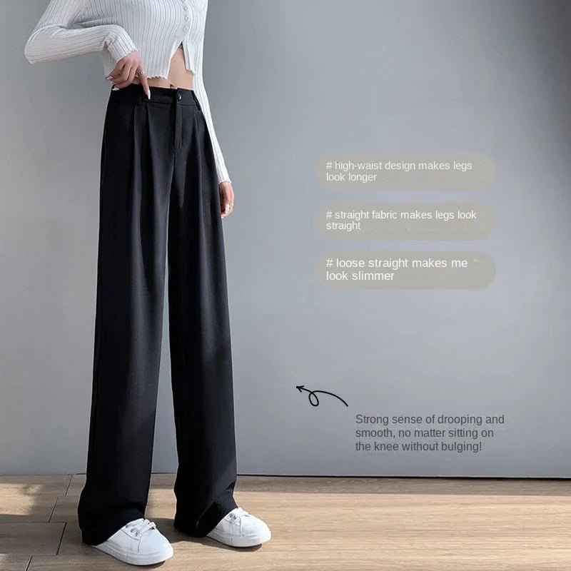 Trousers for Women Summer Women's Suit Pants 2024 White High Waist Fluid Korean Style Wide Leg Palazzo Straight Fashion Casual - TheGlamTrend14:200004890White Trousers;5:3613854XLWhite Trousers4XLTrousers for Women Summer Women's Suit Pants 2024 White High Waist Fluid Korean Style Wide Leg Palazzo Straight Fashion Casual