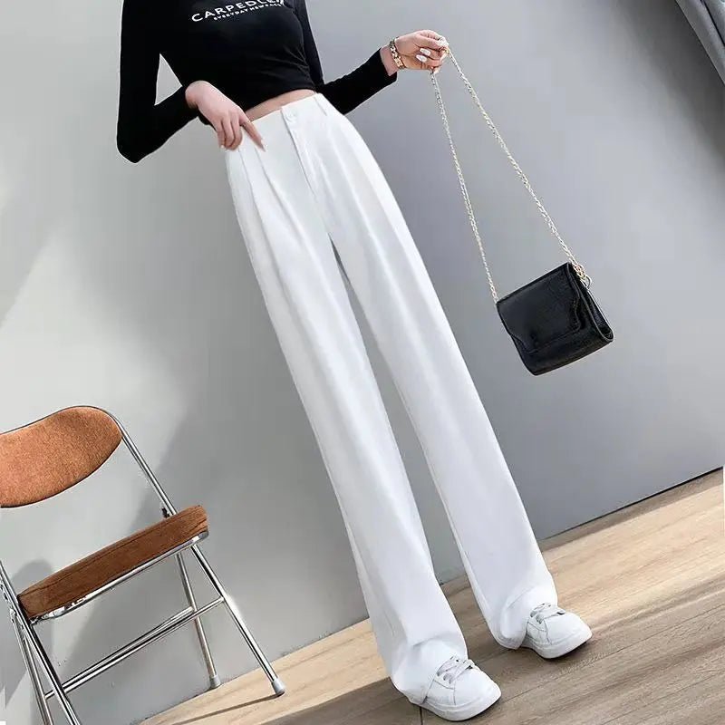 Trousers for Women Summer Women's Suit Pants 2024 White High Waist Fluid Korean Style Wide Leg Palazzo Straight Fashion Casual - TheGlamTrend14:200004890White Trousers;5:3613854XLWhite Trousers4XLTrousers for Women Summer Women's Suit Pants 2024 White High Waist Fluid Korean Style Wide Leg Palazzo Straight Fashion Casual