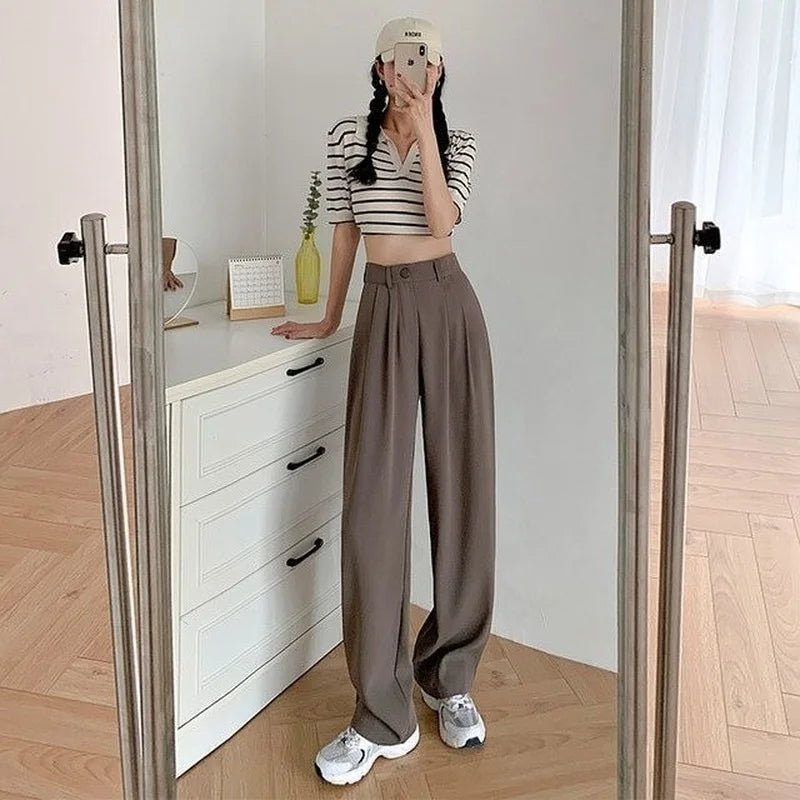 Trousers for Women Summer Women's Suit Pants 2024 White High Waist Fluid Korean Style Wide Leg Palazzo Straight Fashion Casual - TheGlamTrend14:200004890White Trousers;5:3613854XLWhite Trousers4XLTrousers for Women Summer Women's Suit Pants 2024 White High Waist Fluid Korean Style Wide Leg Palazzo Straight Fashion Casual