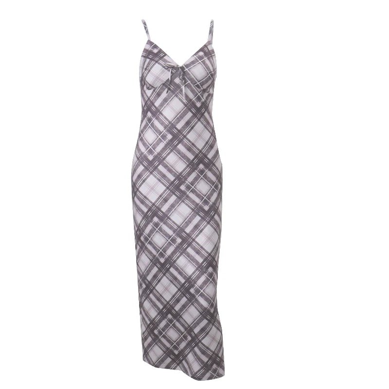 WhereMery Vintage Plaid Print V - neck Maxi Dress Sexy Backless Spaghetti Straps Sundresses Autumn Club Party Women Slim Vestidos - TheGlamTrend14:200002987;5:100014064Light BrownSWhereMery Vintage Plaid Print V - neck Maxi Dress Sexy Backless Spaghetti Straps Sundresses Autumn Club Party Women Slim Vestidos