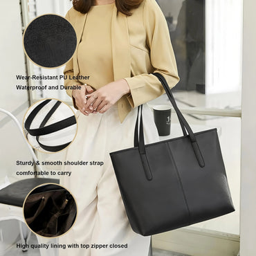 Women Fashion Bag Tote Bags for PU Shoulder Bag for Women Versatile Large Capacity Bags Split Leather Totes Handbag Work Travel - TheGlamTrend14:173BlackBlackWomen Fashion Bag Tote Bags for PU Shoulder Bag for Women Versatile Large Capacity Bags Split Leather Totes Handbag Work Travel