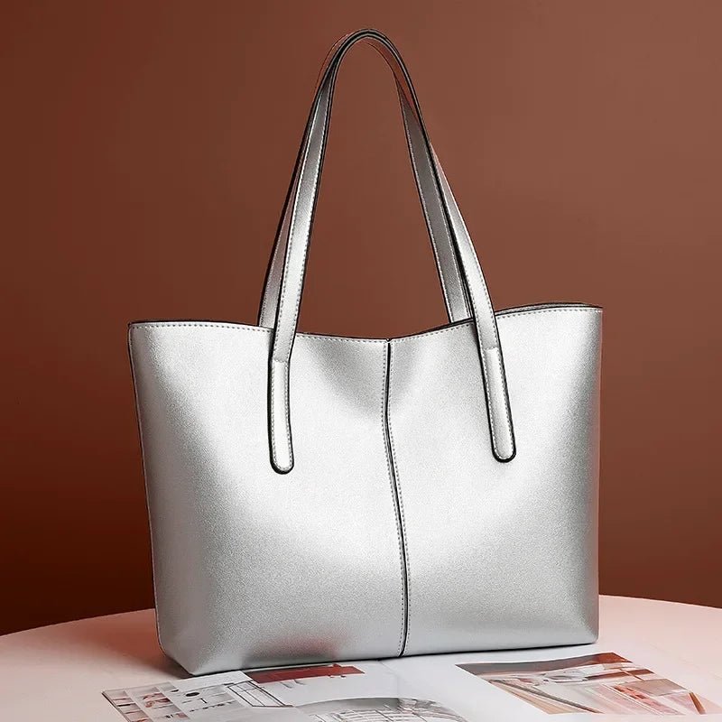 Women Fashion Bag Tote Bags for PU Shoulder Bag for Women Versatile Large Capacity Bags Split Leather Totes Handbag Work Travel - TheGlamTrend14:175SilverSilverWomen Fashion Bag Tote Bags for PU Shoulder Bag for Women Versatile Large Capacity Bags Split Leather Totes Handbag Work Travel
