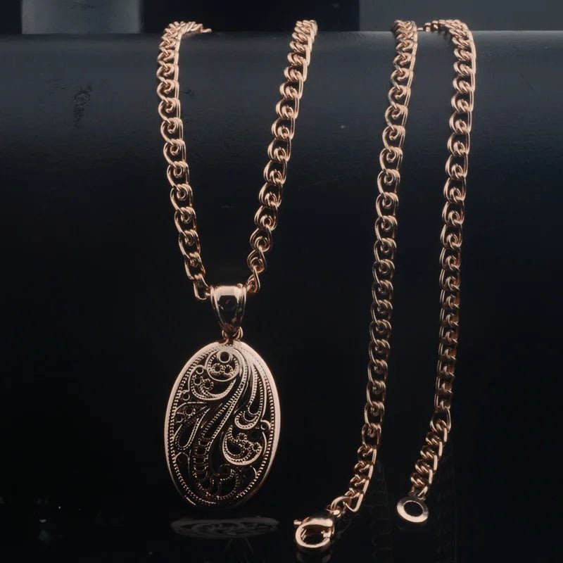 Women Fashion Jewelry 585 Rose Gold Color Round Flowers Pendants Weaving Necklaces - TheGlamTrend200001033:361181with 50cm chainwith 50cm chainWomen Fashion Jewelry 585 Rose Gold Color Round Flowers Pendants Weaving Necklaces