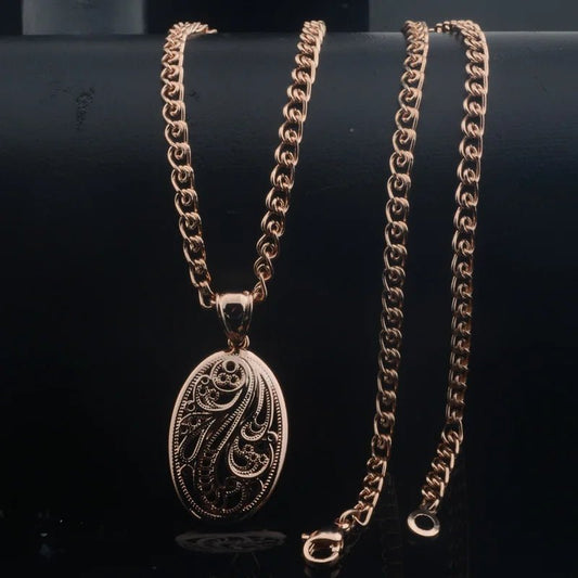 Women Fashion Jewelry 585 Rose Gold Color Round Flowers Pendants Weaving Necklaces - TheGlamTrend200001033:361181with 50cm chainwith 50cm chainWomen Fashion Jewelry 585 Rose Gold Color Round Flowers Pendants Weaving Necklaces