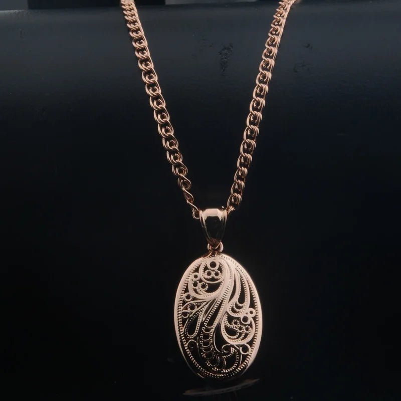 Women Fashion Jewelry 585 Rose Gold Color Round Flowers Pendants Weaving Necklaces - TheGlamTrend200001033:361181with 50cm chainwith 50cm chainWomen Fashion Jewelry 585 Rose Gold Color Round Flowers Pendants Weaving Necklaces