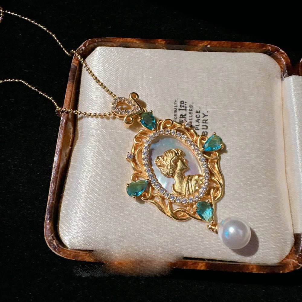 Women Gemstone Necklace Textured 18K Gold Zirconia Pearl Earrings - TheGlamTrend200000226:175NecklaceNecklaceWomen Gemstone Necklace Textured 18K Gold Zirconia Pearl Earrings