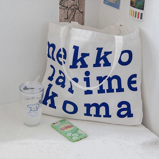 Women's Bag Cheap Casual Large Capacity Shoulder Bags Shopper Canvas Letter Fashion Harajuku Zipper Print Handbags - TheGlamTrend14:1063BlueBlueWomen's Bag Cheap Casual Large Capacity Shoulder Bags Shopper Canvas Letter Fashion Harajuku Zipper Print Handbags