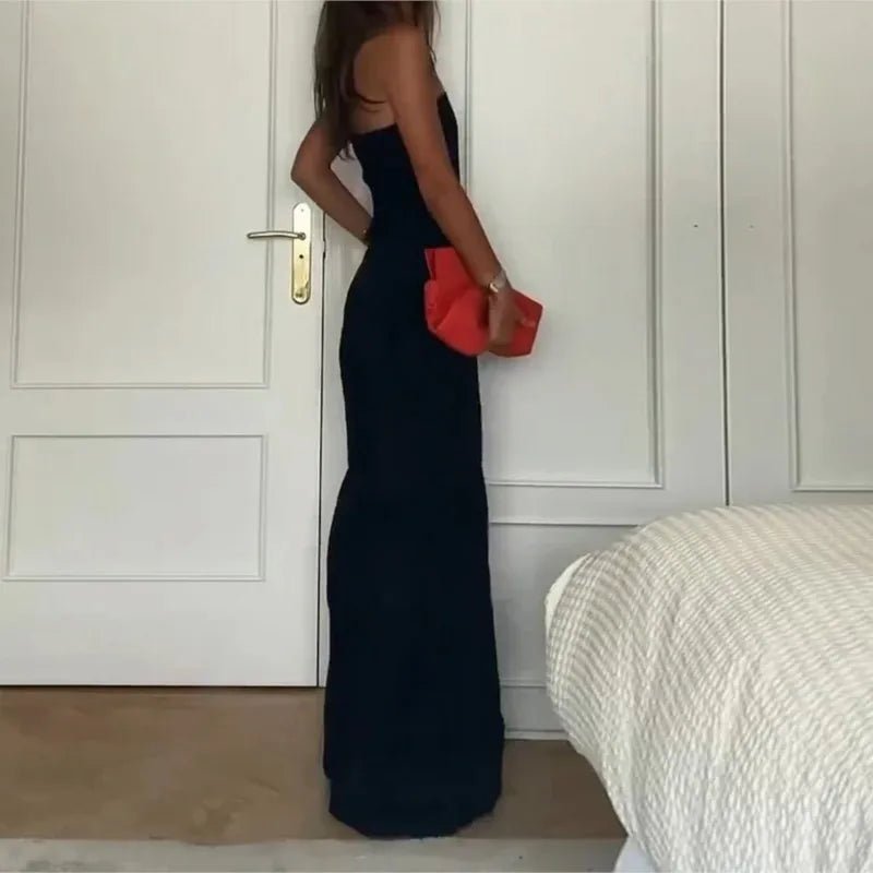 Women's New Jumpsuit Summer Tube Tops Sleeveless Navy Blue Strapless Wide - Leg Pants Loose Romper Casual High Streetwear Jumpsuit - TheGlamTrend14:200001438;5:100014064KhakiSWomen's New Jumpsuit Summer Tube Tops Sleeveless Navy Blue Strapless Wide - Leg Pants Loose Romper Casual High Streetwear Jumpsuit