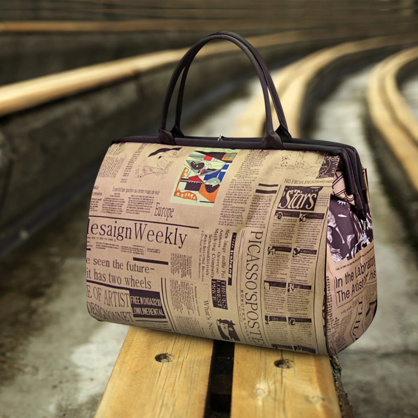 Women'S Waterproof Handbag Travel Bag Newspaper Printed Vintage Bag Fashion Women'S Handbag Bags For Women сумка женская Bolso - TheGlamTrend14:1419213620Multi color;5:200001598One SizeMulti colorOne SizeWomen'S Waterproof Handbag Travel Bag Newspaper Printed Vintage Bag Fashion Women'S Handbag Bags For Women сумка женская Bolso